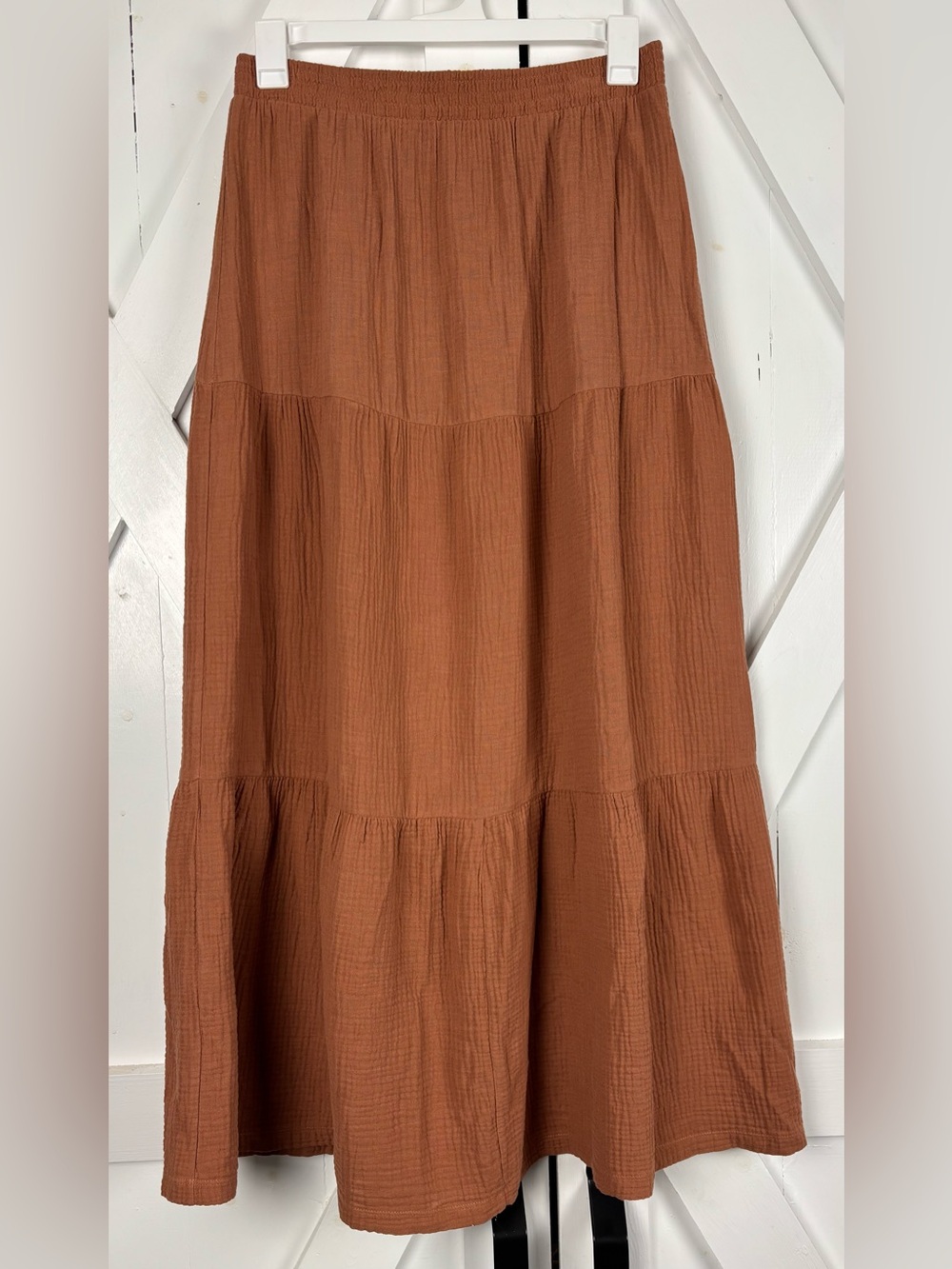 Z Supply Tiered Gauze Maxi 100% Cotton Terracotta Long Fall Flowy Pull On Skirt